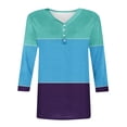 thumbnail image 6 of Womens' Fashion 3/4 Sleeve Plus Size Shirts Tops Spring And Summer Patchwork Printed Top Collar Button Sexy Shirt 3/4 Sleeve Long Sleeve V Neck Top/Shirt Gifts for Womens, 6 of 7