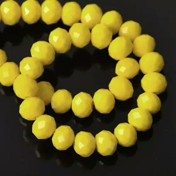 EOEMY Rondelle Faceted Crystal Glass Loose Spacer Beads Lot 3mm 4mm 6mm 8mm 10mm 12mm-50) Porcelain Yellow-12X8mm (10Pcs)