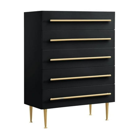 Best Master Bellanova 5-Drawers Bedroom Chest in Black with Gold Accents
