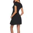 thumbnail image 4 of ZAXARRA Robe d'Été Courte pour Femmes Grossesse Couleur Unie Manches Courtes Col en V Robe de Baby Shower, 4 of 5