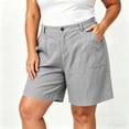 thumbnail image 2 of Achuyrbd Womens Plus Size Casual Shorts, Front Button Loose Fit Lightweight Summer Shorts with Pockets, 2 of 7