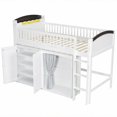 thumbnail image 6 of Euroco Wood Twin Loft Bed with Wardrobe and Desk for Kids Teens, White, 6 of 10