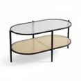 thumbnail image 1 of Garvee 2 Tier Oval Rattan Coffee Table 37.4 x 19.6 x 18.1", with Storage, Black, 1 of 9