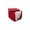 Faux Suede Storage Ottoman With Caster Wheels, Rose Passion
