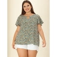 thumbnail image 3 of BluDe GaEstampado Floral ManAcampanaOjo De CerraduTalGrande PaMujer Verde gris 3XL, 3 of 5