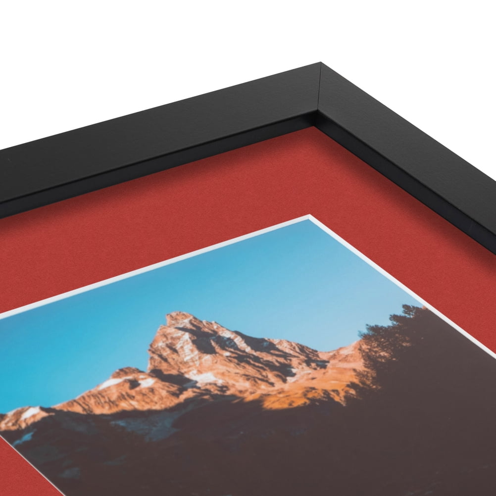 ArtToFrames 16x22 Matted Picture Frame with 12x18 Single Mat Photo Opening Framed in 1.25 Satin Black and 2 Deep Red Mat (FWM-3926-16x22)