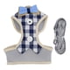 thumbnail image 1 of Juego de arneses y correas para cachorros, correas para gatos, ajustables, chalecos, correas a cuadros (m azul), 1 of 5