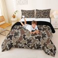 thumbnail image 3 of Feelyou Brown Camo Wildlife Full Size Comforter Sets for Men Boys, Rustic Woodland Animal Bedding Sets, Olive Drab, Black Reversible, 3pcs, 3 of 6