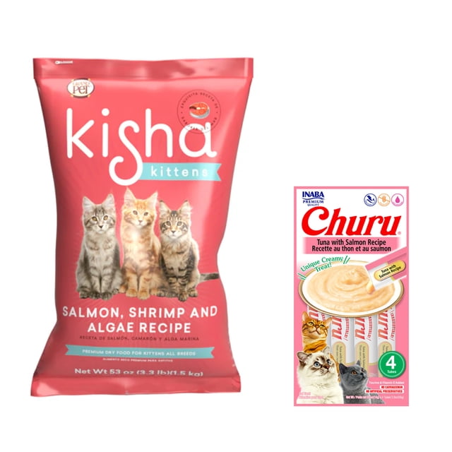 GrandPet Kisha Kittens 1.5 kg + Churu Snack Salmon y Atun 14 g (4 Pzas.)
