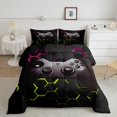thumbnail image 3 of Feelyou Video Gaming Gamer Queen Comforter Set, Chic Abstract Bedding Sets, Teens Kids Boys Girls Reversible Bedding Comforter Set, Luxury Bedroom Decor, 3-Piece, 3 of 9
