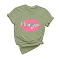 thumbnail image 4 of Qiopertar Mode Adulte Manches Courtes Col Rond Impression de la Saint-Valentin Blouse Décontractée T-Shirt Hauts Chemise Liquidation Livraison Gratuite Offres de la Semaine Liquidation, 4 of 5