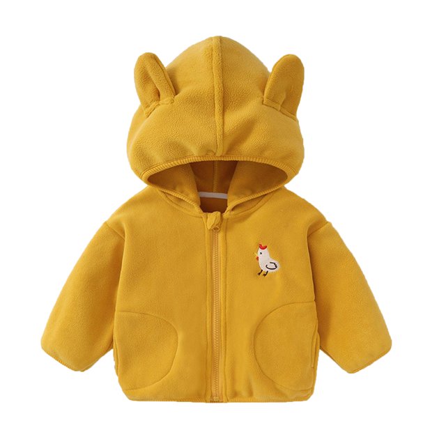 Gibobby Chamarra niñoAbrigo con capucha de lana borrosa para bebé, chaqueta acolchada de algodón para invierno, otoño e invierno, Top cálido para niños y(Amarillo, 3-6 Meses)