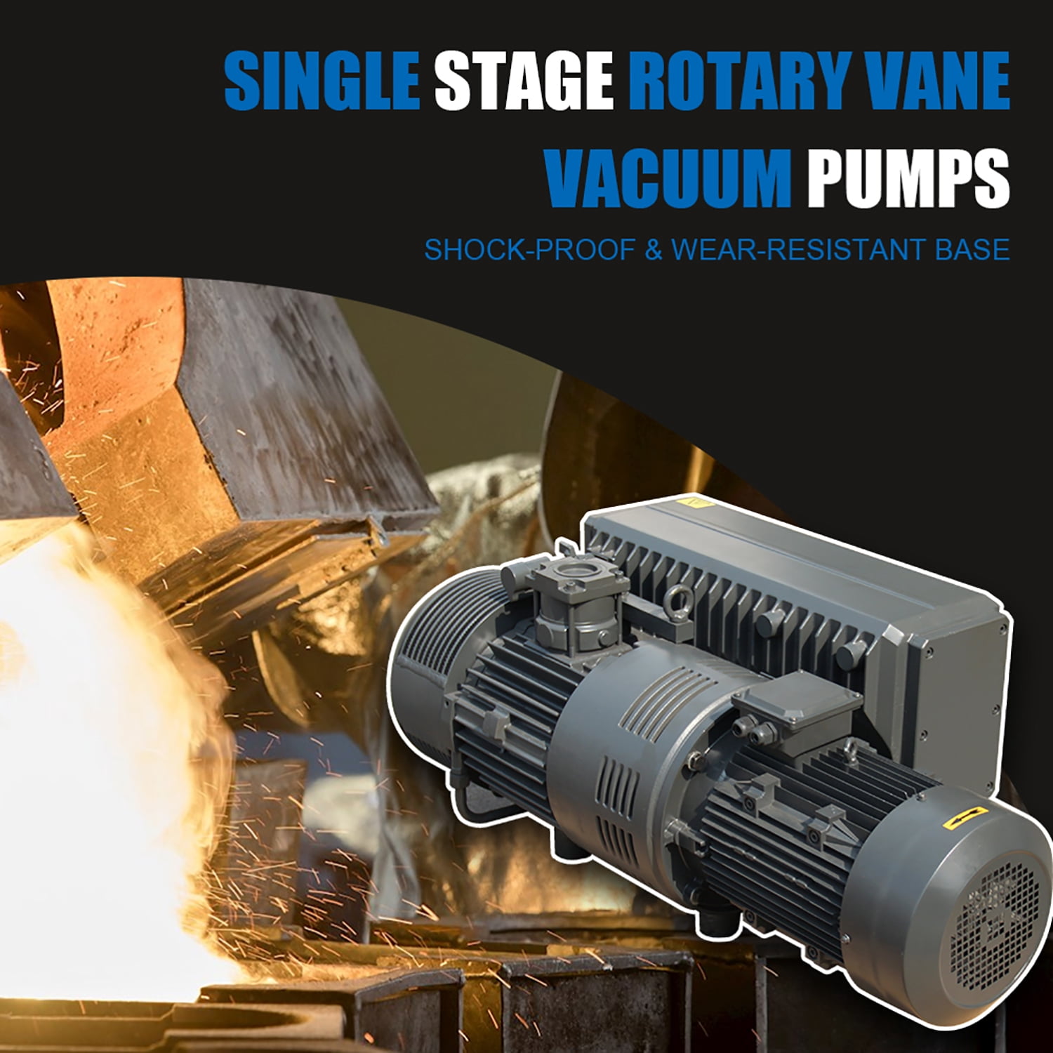 HPDMC 10HP Industrial Rotary Vane Vacuum Pump - 175 CFM, 220V/60Hz 3-Phase, Oil Sealed Pump with NPT 2" Port