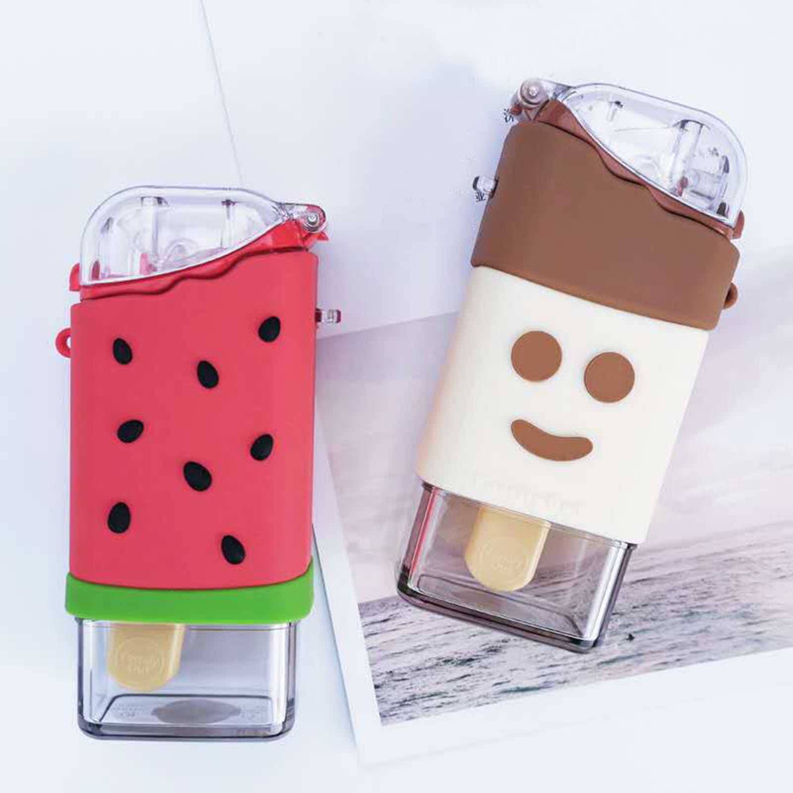 2024 Cute Water Bottle For Kids, Unique Ice Cream Shape Water Cup, Kawaii  Popsicle Shaped Plastic Ke