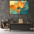 thumbnail image 5 of Mudket Orange Flower with Gold Accents Canvas Wall Art, Framed Floral Print, Ready to Hang Wall Decor for Living Room Office, Abstract Modern Artwork - 12"L x 8"W, 5 of 10