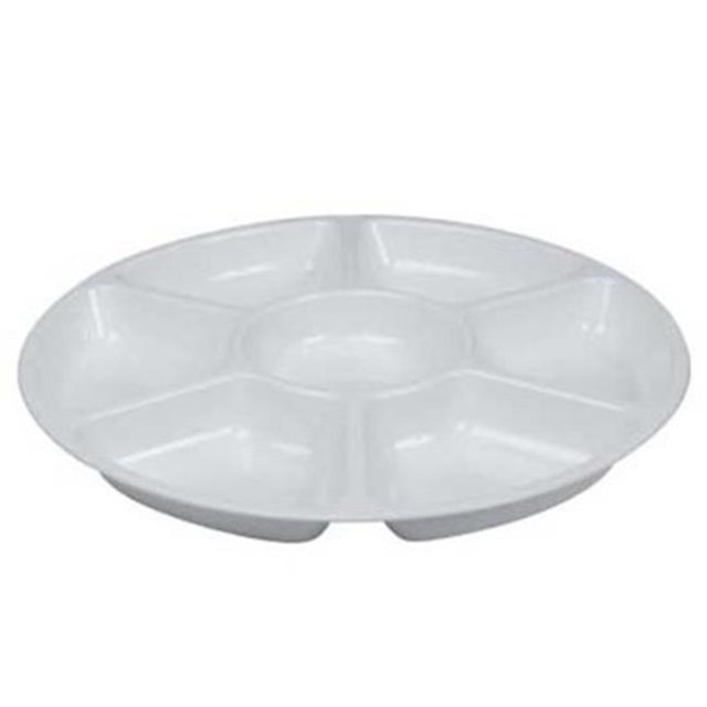 Fineline Settings D18777.WH Blanc Grand Plateau de Service de 7 Compartiments