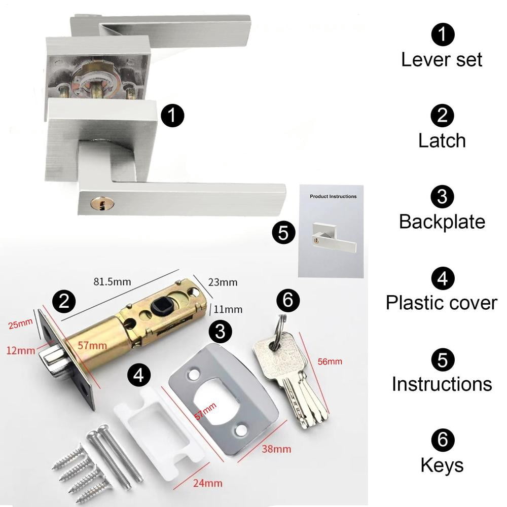 12 Pack Door Handles Interior, Passage Door Levers for Hallway&Closet, Interior Closet Door Knobs Heavy Duty Square Locking Handlesets(1.3lb), Reversible for Left&Right Sided Doors