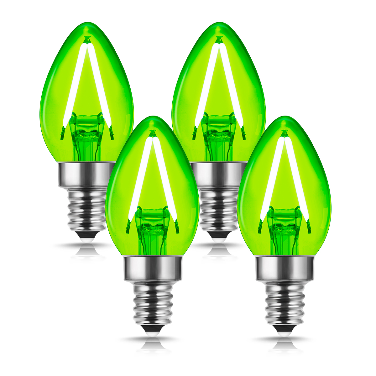 Green LED Light Bulb, C7 LED Candelabra Light Bulbs, 2W(20W Equivalent