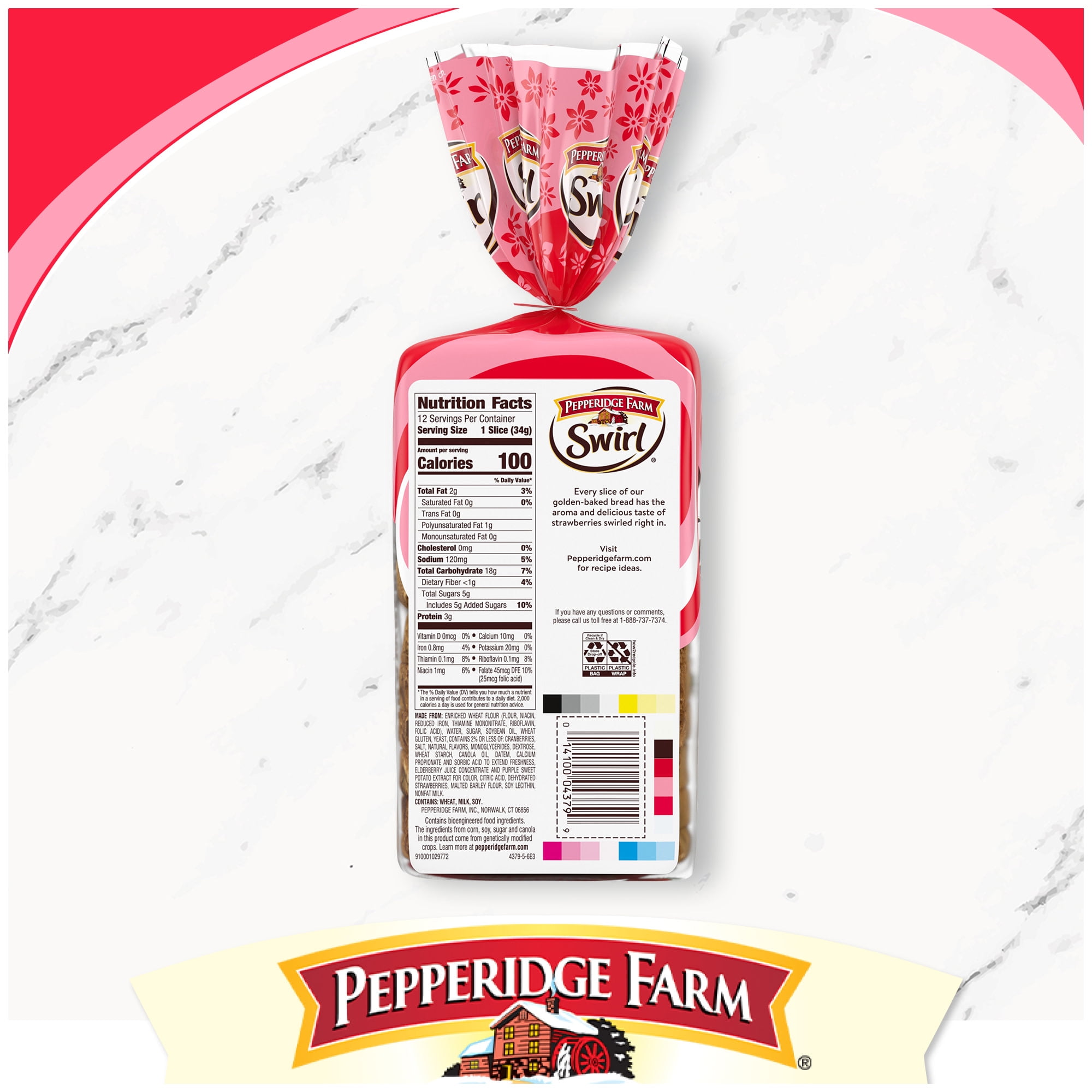 Pepperidge Farm Swirl Strawberry Breakfast Bread, 14 oz Loaf