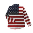thumbnail image 4 of Xdegoge American Flag Button Down Shirts for Women 4th of July Long Sleeve V Neck Blouse Retro Stars and Stripes Patriotic Tops Casual Independence Day Clothes, 4 of 5