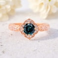 thumbnail image 2 of JEWELRYTREASURE 5 MM / 1 ct Teal Sapphire Engagement Ring Diamond Halo Jewelry Yellow Gold Plated Promise Ring New Year Gift for Wife, 2 of 8