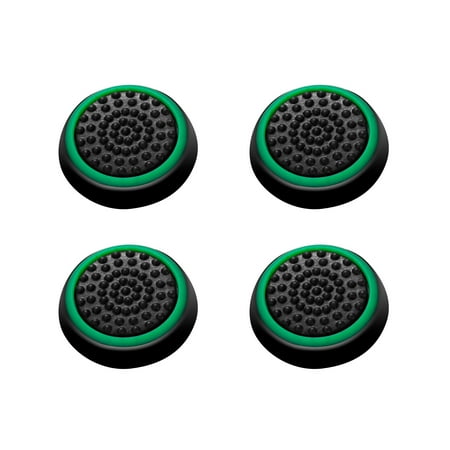 Insten 4pcs Black/Green Silicone Thumb Thumbstick Grips Analog Stick Cover Caps for Xbox 360 Xbox One PS4 PS3 PS2 Sony PlayStation 2 3 4 (Best Analog Recording Console)