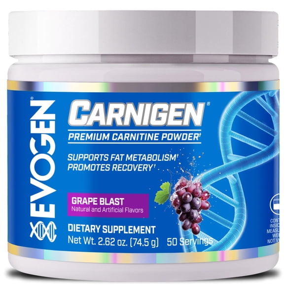 Suplemento de carnitina en polvo Evogen Carnigen Premium 50 dosis