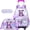 Purple K, variant on Purple Kids Rolling Backpack with Wheels for Girls Cute Roller Backpacks for School with Lunch Box Pencil Case Wheeled Bookbag for Pupil Ages 6-12