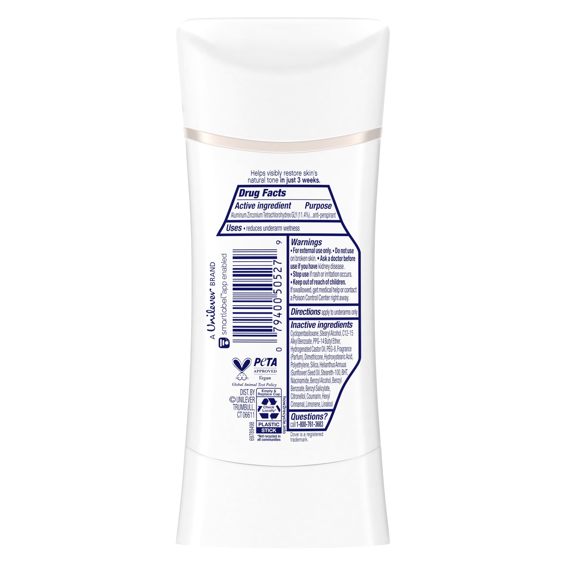 Dove Even Tone Women's Antiperspirant Deodorant Stick Shea Butter & Vanilla, 2.6 oz