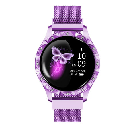 Smart Watch BLE4.0 IP67 Player Camera Calendar Stopwatch Sync Compatible with iPhone and Android Purple