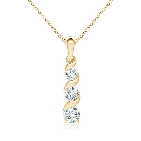 ANGARA Lab Grown Diamond 3 Stone Journey Pendant for Women in 14K Yellow Gold (Size-5.1mm| Color-F-G| Clarity-VS) | April Birthstone, Anniversary, Jewelry Gift for Women | Lab-Grown Diamond Necklace