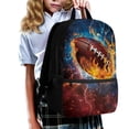 thumbnail image 2 of Uorisanigo Flaming Rugby Ball School Bag for Girls Boys 5-12 Year Lightweight Children's Backpacks for Preschool Elementary Kindergarten School Bag with Adjustable Shoulder Straps, 2 of 6