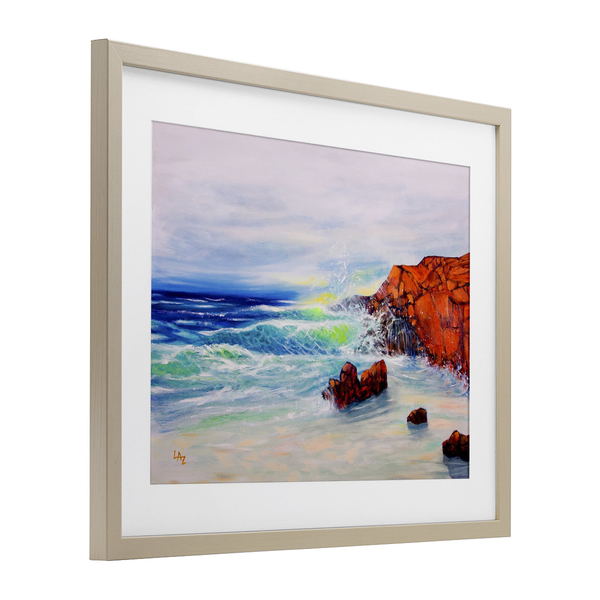 Stupell Industries Deep Blue Rocky Beach Birch Framed Print Under Glass, design by Lee Ann Zirbes