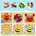 thumbnail image 2 of Rompecabezas de madera Bebe, juguetes Montessori para niños de 1 2 3 4 años, juegos de coches para bebés, aprendizaje educativo, rompecabezas empotrado, con marco, 2 of 5