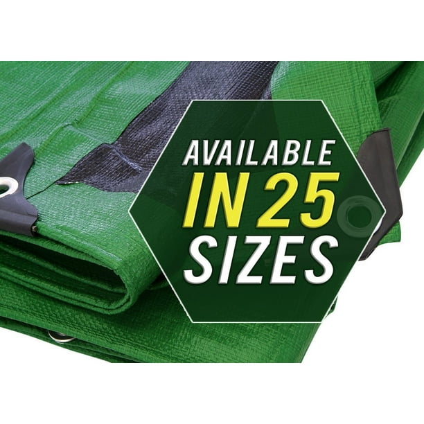 Tarp Cover 20X20 Green/Black Heavy Duty Thick Material, Waterproof