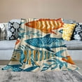 thumbnail image 2 of Orinice Fish Pattern Blue and Orange Warm Lightweight Fleece Blanket for All Seasons, Soft Throw Blanket for Living Rooms Sofa Decor, Cow Gifts Blanket, Excellent Hand Feel Blanket 40x50in, 2 of 6