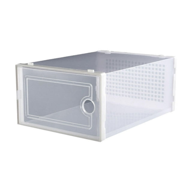 Miangastore 2PCS Plastic Shoe Storage Box Transparent Drawer Type Shoe Rack Shoe Wall(White)