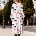 thumbnail image 6 of Xdegoge Heart Print Dresses for Girls Valentine's Day Long Sleeve A-Line Maxi Dress Elastic Waist and Pockets, Cute Casual Daily Wear, 6 of 6