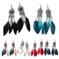 thumbnail image 4 of Pendientes bohemios colgante largo Qarigey 1 par diseño clásico ligero color mezclado, 4 of 6