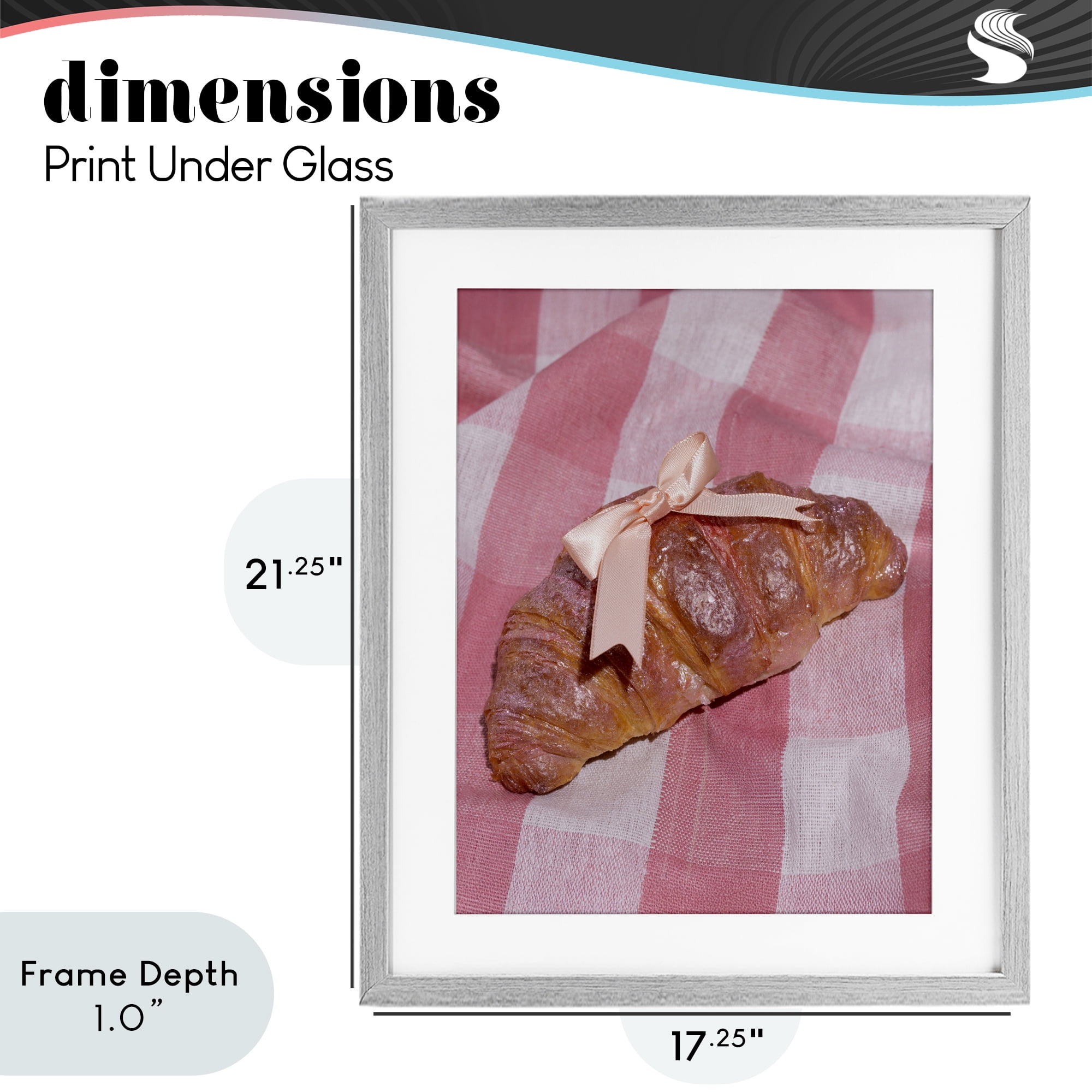 Stupell Industries Glam Ribbon Croissant Gray Framed Print Under Glass, design by LISH Creative