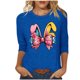 thumbnail image 1 of Camisetas Casuales de las Mujeres Impresas 3/4 Manga Cuello Redondo Blusa, Moda Ligera Superior para el Hogar Y el Uso Diario, Cómoda Imitación de la Tela Del Estante, 1 of 5