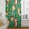 thumbnail image 5 of Summer Owls Sheer Curtains 84 Inches Long, Green Palm Leaves Tropical Plants Light Filering Curtains, Breathable Simi Curtain Privacy Drapes for Living Room Bedroom Lightweight Window Treatment, 5 of 9