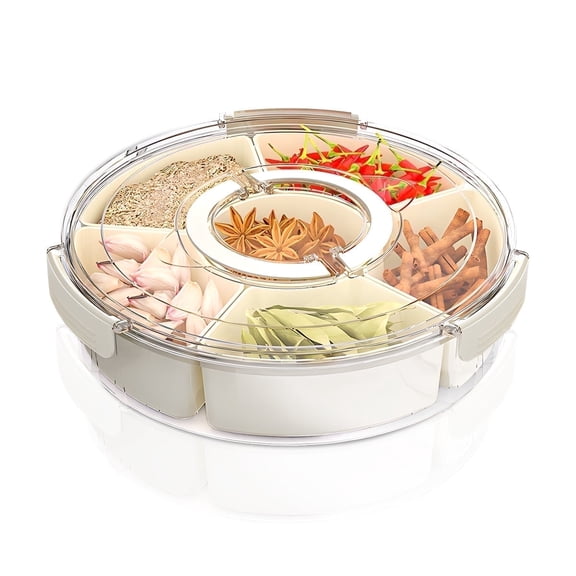 Divided Serving Tray with Lid and Handle,Large Snack Container Snackle Box Food Platter for Charcuterie Veggie Fruit