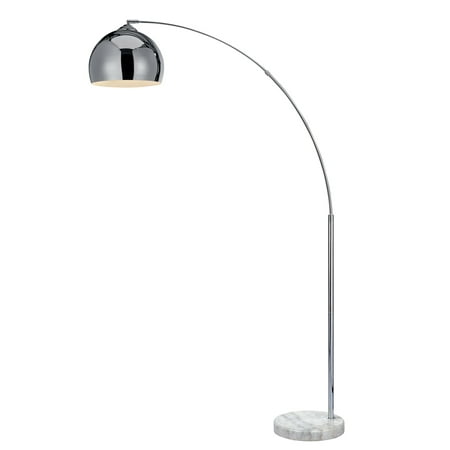 Teamson Home Arquer Arc 66.93u0022 Metal Floor Lamp with Bell Shade, Chrome