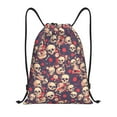 thumbnail image 1 of Saiise Skull rock music record Pattern Sports Drawstring Backpack - String Swim Gym Bag with Wet Proof Pocket for Women&Men-Medium, 1 of 6