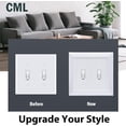 thumbnail image 3 of Woeilo Plaque Murale Interrupteur Double Toggle Classique, Couvercles de Prises 2-Gang, Design Grain de Bois Vintage Rétro, Taille Standard 4.95”X 4.87”, Résistant aux Chocs, Lot de 2, Blanc Blanc 2 Pack, 3 of 5