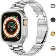 thumbnail image 4 of KOMI Solid Stainless Steel Band Compatible with Apple Watch 49mm, Metal Strap with Soft TPU Case for iWatch Series Ultra/Ultra 2 Women and Men, Silver, 4 of 6