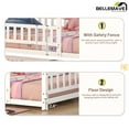 thumbnail image 3 of Bellemave Full Floor Bed, Wood Full Size House Bed Frame with Fence, Montessori Floor Bed for Bedroom (White), 3 of 9