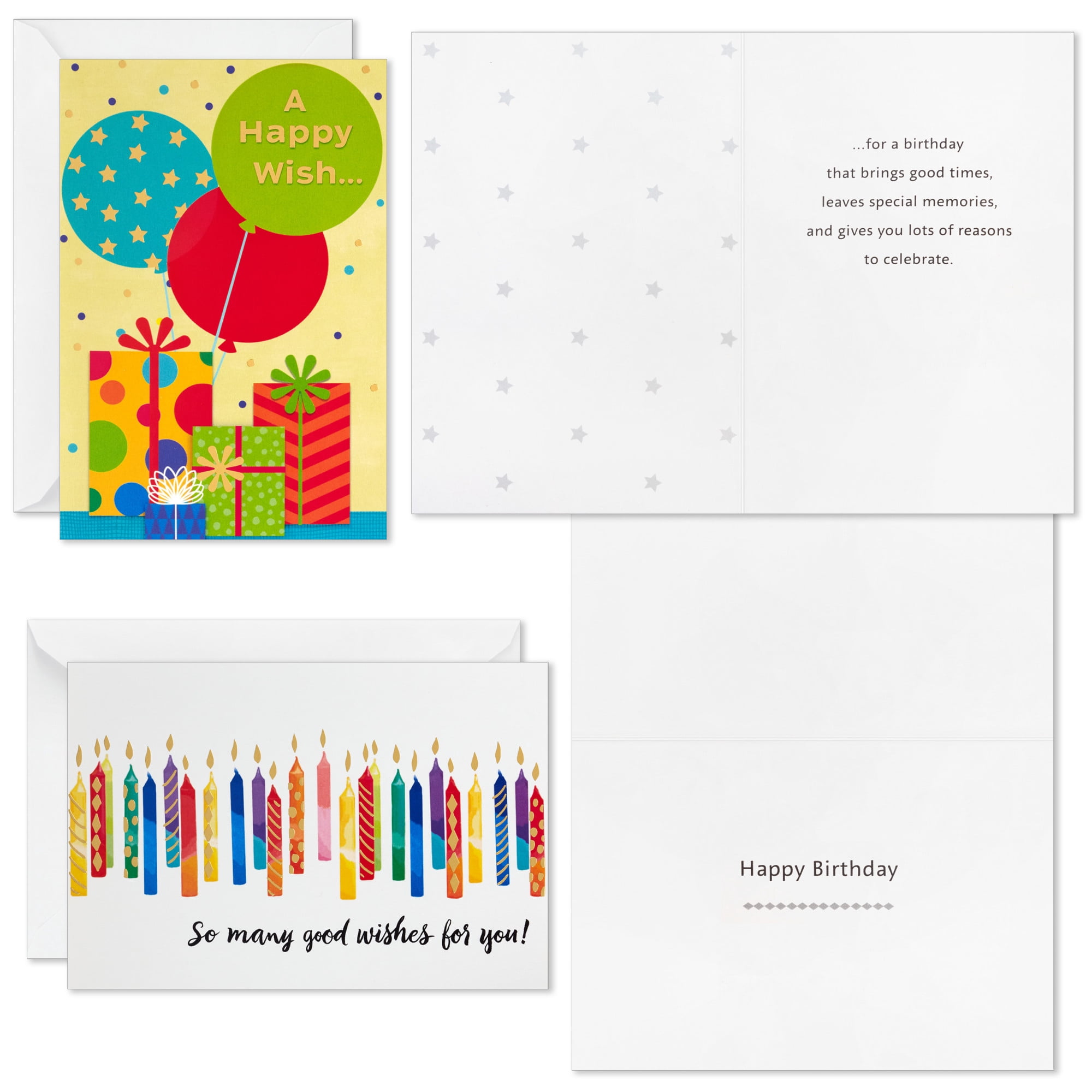 Hallmark Assorted Boxed Birthday Cards (Cake and Candles), Pack of 72