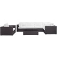 thumbnail image 5 of Modern Contemporary Urban Design Outdoor Patio Balcony Seven PCS Sectional Sofa Set, White, Rattan, 5 of 9